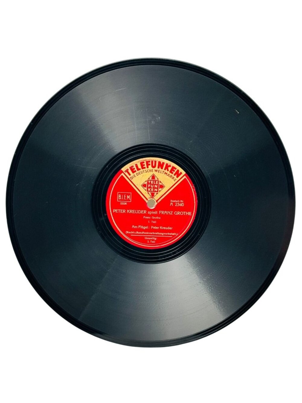 Peter Kreuder Spielt Franz Grothe 10in Shellac 78 RPM German Telefunken A2340